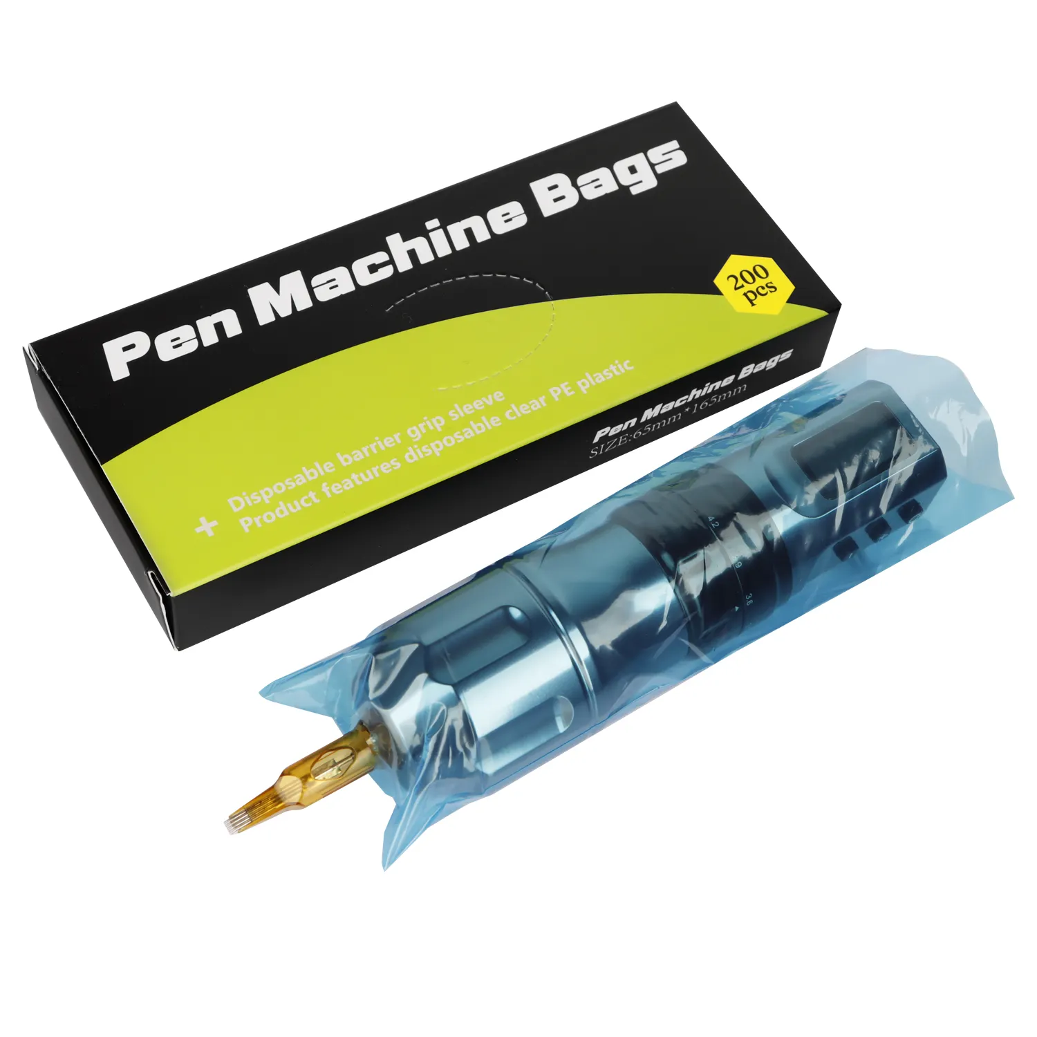 उच्च गुणवत्ता वाले डिस्पोजेबल पेशेवर टैटू क्लिप कॉर्ड टैटू पेन के लिए 200 पीसी टैटू मशीन पेन आस्तीन को कवर करते हैं