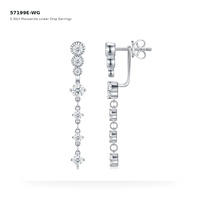 Boucles d'oreilles pendantes linéaires personnalisées en argent sterling 925 avec moissanite ronde de 0,30 ct, fermoir à bouton S925, bijoux fins pour femmes