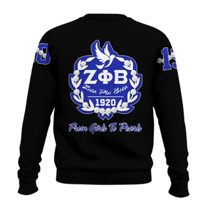 Zeta Phi เบต้าเสื้อสเวตเชิ้ตคอกลมปักลายสำหรับผู้หญิงเสื้อผ้าสีฟ้าแนวกรีกสำหรับ1920ชมรม - Product Image 2
