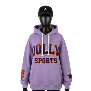 Qualité supérieure 320 GSM sweat à capuche pour femme tissu polaire doux couleur lilas Chenille brodé Logo personnalisé basiques pour femmes sweats à capuche - Product Image 1