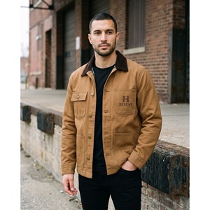 Veste de travail en toile de coton Duck Canvas avec poches, logo personnalisé brodé, OEM, vente en gros - Product Image 5