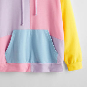 เสื้อฮู้ดแบบสวมหัวสำหรับผู้หญิงเสื้อมีฮู้ดสีบล็อกหยดน้ำสำหรับผู้หญิงเสื้อมีฮู้ดสีทึบ - Product Image 3