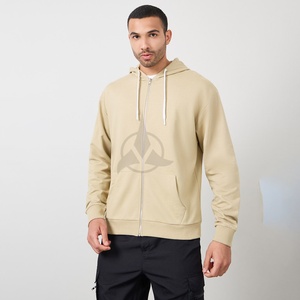 Sweat à capuche surdimensionné thermique pour hommes, 100% coton, séchage rapide, fermeture éclair, motif imprimé solide, hiver, taille XS, teint uni - Product Image 1