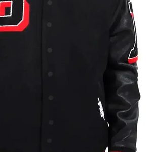 Chaqueta Varsity Bordada Personalizada para Hombre, Cuello Alto, Logotipo Frontal, Resistente al Viento, Transpirable, de Secado Rápido, Lana/Poliéster - Product Image 5