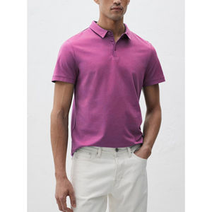 Polo en coton de haute qualité, couleur personnalisée, pour homme, décontracté, uni, manches courtes, coupe classique, rose. - Product Image 3