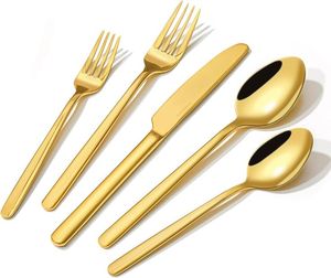 Juego de Cubiertos de Oro para Boda al por Mayor, Juego de Cubiertos de Acero Inoxidable con Tenedor y Cuchara Dorados, Vajilla para Cocina y Restaurantes, Gran Venta - Product Image 2