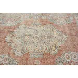 Alfombra Turca Grande de 6.3x9.9 pies, Alfombra de Lana Vintage con Diseño Floral Marrón y Verde - Product Image 4