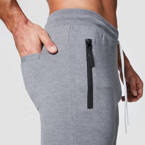 Jogging en coton et élasthanne de haute qualité personnalisable avec fermeture éclair, logo sur le devant, cordon de serrage, jogging de sport pour homme - Product Image 4