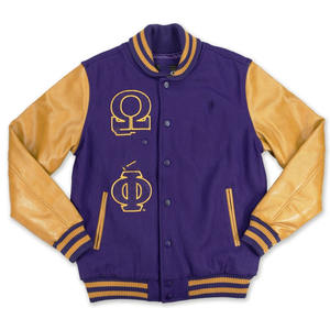 OMEGA PSI PHI Veste universitaire premium 100% coton enduit, respirante, avec coque en soie, style universitaire classique, pour hommes et femmes, en gros - Product Image 3