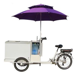 Tricycle électrique de livraison de glaces - Vélo-chariot à caisse ouverte avec congélateur et personnalisation disponible - Idéal pour la vente ambulante - Product Image 1