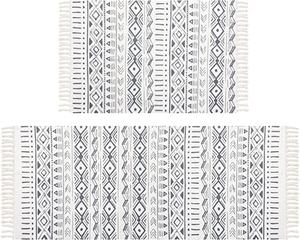 MORE Boho Cotton Area Rug Set 2 Piece Hand Woven Cotton Rugs with Tassel <b>Runner</b> Rugs for Kitchen, Hallway, Living Room - Product Image 1