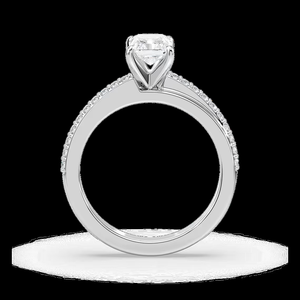 Anillo de Compromiso con Diamante Cultivado en Laboratorio de Corte Cojín de 1.20 CT, Banda Pavé Solitario, Certificado IGI, Oro Sólido de 14K - Product Image 3