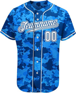 Maillot de baseball camouflage imprimé en gros pour hommes, uniforme sportif d'équipe, séchage rapide, antibactérien, en polyester avec maille cousue - Product Image 1