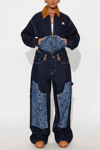 Nouveauté : Veste en jean courte pour femme, hiver, tissée, respirante, imprimée, couleur unie, manches longues, décontractée - Product Image 2