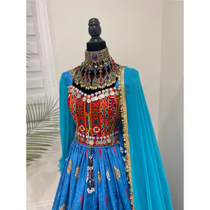 Vestido afgano bordado tradicional al por mayor para mujer, diseño elegante con decoración de encaje para ropa de fiesta - Product Image 6