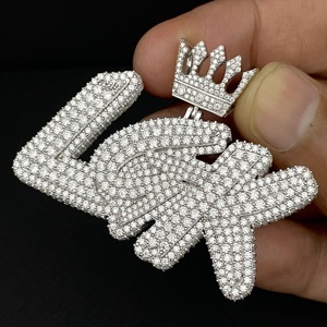 VVS Moissanite Letter Pendant, 925 Sterling Silver Iced Out VVS Moissanite Custom Pendant, Iced out VVS Moissanite Pendant - Product Image 2