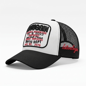 Trucker Hat Mesh Fabric 3D Embroidered Logo Adjustable Unisex Street <b>Style</b> Casual Cap Black White 6-Panel - Product Image 1