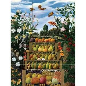 Poire pêche fleurs marbre carreaux de céramique Art Mural pour cuisine douche mur dosseret salon carreaux muraux numériques pour cour - Product Image 1