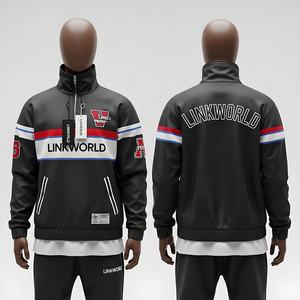 Chaqueta cortavientos de nailon para exteriores de Primavera de alta calidad para hombre, Jersey personalizado con media cremallera, cuello levantado, capucha Anorak parcheada sólida - Product Image 1