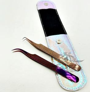 Pince à épiler d'extension de cils en acier inoxydable incurvée à 90 degrés avec pointe en fibre pour les sourcils - Product Image 5