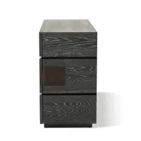 Commode moderne en chêne noir cerisé |   Commode de rangement pour chambre à coucher à 6 tiroirs avec texture de grain de bois naturel