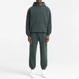 Chándal de algodón y poliéster de peso pesado OEM al por mayor, conjunto de Sudadera con capucha para correr, logotipo impreso personalizado, conjunto de Sudadera con capucha de peso pesado para hombre - Product Image 2