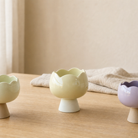 Pot à bougie en céramique vide en forme de boule, mini, jaune et violet, pour la fabrication de bougies et la décoration intérieure