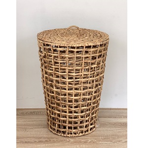Water Hyacinth New Arrival Eco-Friendly Multi-Purpose Handcrafted Natural Color Simple Style Clothing <b>Storage</b> <b>Basket</b> Made - Product Image 2