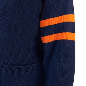 Custom College Logos On Knit Blue Cardigan for Students V-Neck Long Sleeve Uniform Sweater for Winter - Product Image 6