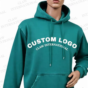 Sudadera con capucha de lana en blanco de gran tamaño personalizada con hombros caídos Vintage lavado ácido sudaderas con capucha desgastadas para hombres ropa Vintage - Product Image 1