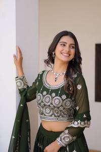 Designer Winter Wedding & Party Wear Lehenga Choli and Dupatta with Faux <b>Fur</b> - Product Image 4