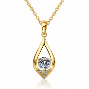 Collar con Colgante de Gota de Agua de Plata de Ley 925 con Piedra de Moissanita de 5 mm, Cadena de Clavícula, Moda, Tendencia, Lujo Ligero, Multicolor - Product Image 1