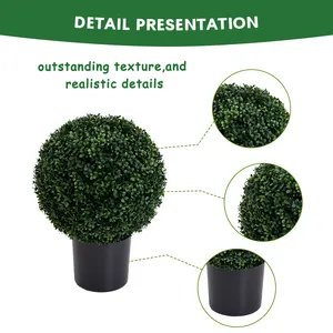 Ruopei artificiale bosso Topiary Ball Tree Set di 2 finte piante in vaso con contenitori 3 forma di palla pianta per l'arredamento della casa