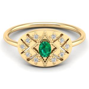 Anillo de Compromiso REYES, Nuevo, Oro Sólido de 14K, con Moissanita Certificada por GRA, para Mujer, con Gema Esmeralda Verde - Product Image 6
