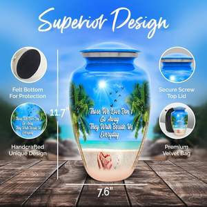 Urna de playa azul para adultos, grande para cenizas humanas, hombre y mujer adultos con bolsa, urnas azules para adultos, Honra a tu ser querido - Product Image 3