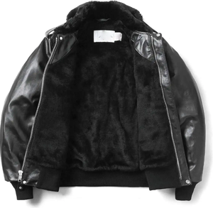 Chaqueta de piel de oveja de alta calidad Fabricante OEM personalizado Chaqueta de piel de oveja para hombres Abrigo de piel de oveja - Product Image 5