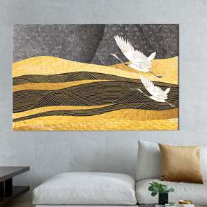 ศิลปะบนผืนผ้าใบพิมพ์ลายสมัยใหม่: ลวดลายสีเหลืองเพื่อการตกแต่งที่หรูหรา,1P:ห่อหุ้มอย่างดี - Product Image 1