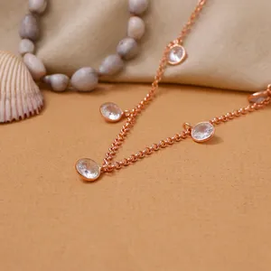 Collier élégant en or rose plaqué CZ pour femmes, bijoux en cristal raffinés - Product Image 4