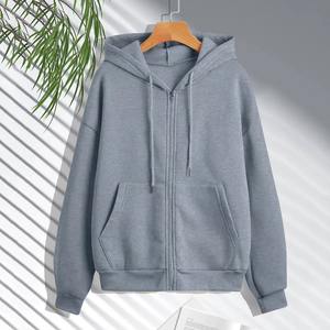Hiver Unisex Fleece Pullover Hoodies Solid Zipper Casual Korean Style Breathable Quick Dry Polyester/Cotton Streetwear - Product Image 5