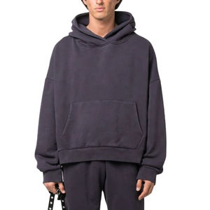 Sweat à capuche surdimensionné en coton de haute qualité avec logo brodé épais polaire épaule tombante sweats à capuche personnalisés pour hommes sweat à capuche publicitaire - Product Image 1