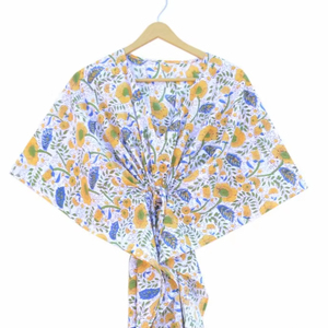 Floral Print Indian Caftan Maxi Dress Soft Cotton <b>Beach</b> <b>Cover</b>-<b>Up</b> Bridesmaid Gift or Nightwear for <b>Women</b> for Summer - Product Image 1