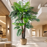 Palmera Artificial de 2.4 Metros de Altura para Decoración de Terraza y Piscina, Resistente a los Rayos UV, Planta Tropical Artificial de Doble Tronco para Espacios Exteriores
