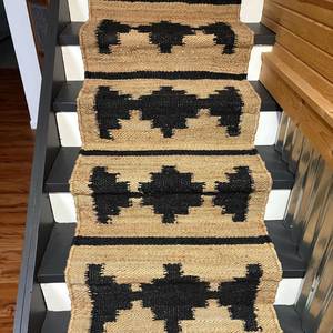 Handmade Traditional Jute Stair <b>Runner</b> Reversible <b>Washable</b> Geometric Pattern Low Pile Thin/Medium Thickness Home Use - Product Image 5