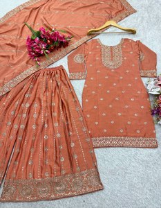 Top Party Wear de diseñador-Sarara y Dupatta con bordado pesado - Product Image 3