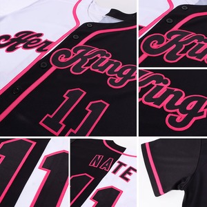 Camiseta de béisbol de moda dividida auténtica blanca-negra Rosa personalizada camiseta de béisbol de poliéster 100% camiseta de béisbol personalizada impresa - Product Image 6