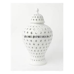 Tarro de jengibre de Metal con recubrimiento en polvo de Color completamente blanco, centro de mesa para el hogar y el Hotel y suministros de decoración del fabricante indio - Product Image 1