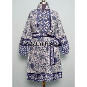 100% Cotton <b>Women's</b> Elegant Floral Print Casual <b>Dress</b> Hand Block Print Vintage Beautiful multicolor Perfect Winter Gift for Your - Product Image 1