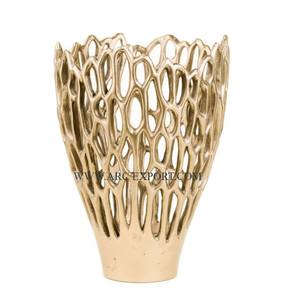 Vase à fleurs et pot en aluminium métallique de qualité supérieure, plaqué or, design élégant, vase à fleurs décoratif de table pour mariage, utilisation au sol - Product Image 2