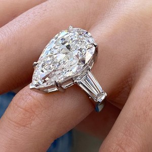 6,0 CTW pera corte laboratorio cultivado diamante anillo de compromiso tres piedras enorme CVD/HPHT diamante boda anillo aniversario joyería fina regalos - Product Image 3