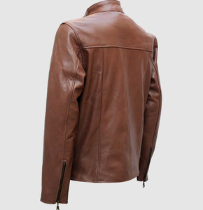 2026 couleur en cuir véritable moto vestes OEM unisexe en cuir veste Slim Fit Stand dessin animé imperméable écologique en relief - Product Image 1